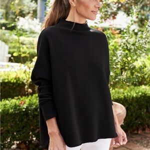 Frank and Eileen Effie Black Mock Neck terry Sweater XS NWOT